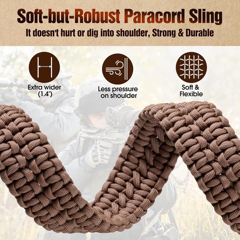 VVAAGG 2 Point QD Sling Adjustable 550 Paracord Sling with Metal Hook and QD Sling Swivels for Hunting - Image 5